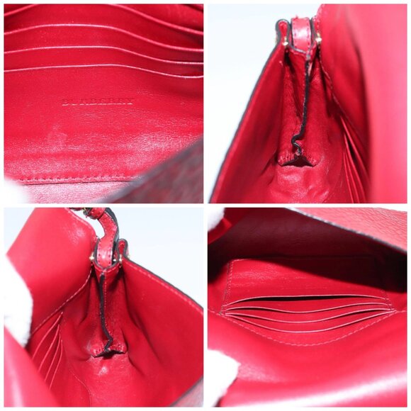 BURBERRY Shoulder Bag Leather Red Gold Auth - Picture 15 of 16